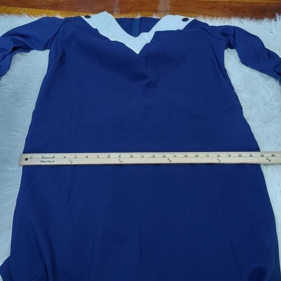Sears Vintage Navy White Size 16p Petite Nautical Dress Blue Button Cute Unique - Picture 7 of 8